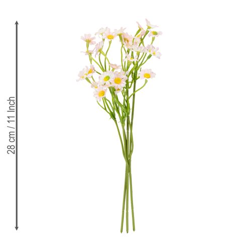 daiktų Dirbtinių ramunėlių puokštė ryškiai ir lengvai prižiūrimai namų puošmena, 28 cm, 3 vnt.
