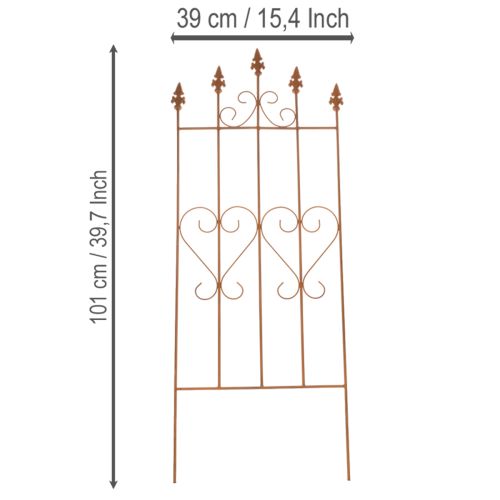 daiktų Grotelės su širdies motyvu, romantiško stiliaus laipiojimo priemonė sodo takams ar terasoms, 101 cm