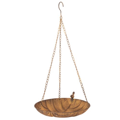 daiktų Dekoratyvinis pakabinamas dubuo, sodo puošmena, rūdžių imitacijos, Ø31cm, ilgis62cm
