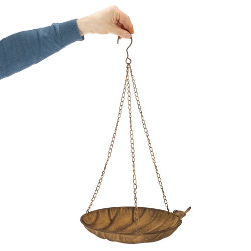 daiktų Dekoratyvinis pakabinamas dubuo, sodo puošmena, rūdžių imitacijos, Ø31cm, ilgis62cm