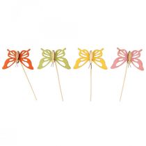 daiktų Gėlių kamštis drugelis deko medienos spalvos 8,5cm 12vnt