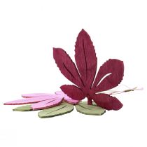 daiktų Dekoratyvinė kabykla medžio rudens lapai rožinė violetinė žalia 12x10cm 12vnt