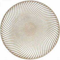daiktų Dekoratyvinė lėkštė apvaliais baltais rudais grioveliais stalo apdaila Ø35cm H3cm
