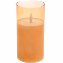 daiktų LED žvakė stiklinėje tikro vaško oranžinės spalvos Ø7,5cm H10cm