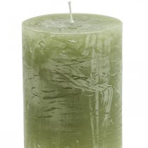 daiktų Vienspalvės žvakės alyvuogių žalios stulpinės žvakės 60×80mm 4vnt