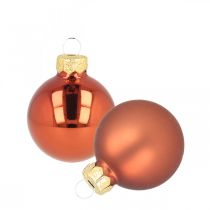 daiktų Mini kalėdiniai kamuoliukai stiklas rūdžių raudonas matinis/blizgus Ø2cm 44vnt