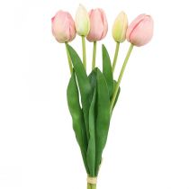 daiktų Dirbtinės gėlės tulpės rožinės spalvos, pavasarinė gėlė 48cm 5 vnt