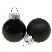 daiktų Mini kalėdiniai kamuoliukai stiklas juodas blizgus/matinis Ø2,5cm 24v