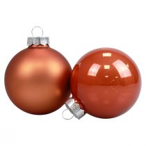 daiktų Mini kalėdiniai rutuliukai stikliniai raudonai rudi stikliniai rutuliukai Ø4cm 24vnt