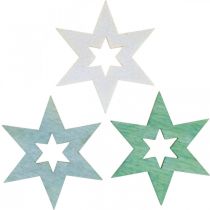 daiktų Medinės žvaigždės deko pabarstukai Christmas Green H4cm 72p