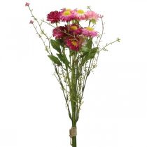 daiktų Rodante rožinė-rožinė, šilkinės gėlės, dirbtinis augalas, šiaudinių gėlių kekė L46cm