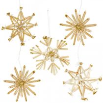 daiktų Straw Stars Glitter Gold Rinkinys Kalėdų dekoracijos Ø6cm 24vnt