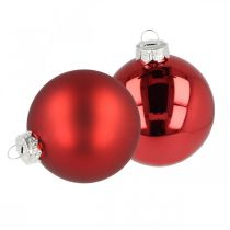 daiktų Kalėdų eglutės kamuolys, eglutės papuošimai, kalėdinis rutulys raudonas H8,5cm Ø7,5cm tikras stiklas 12vnt