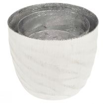 daiktų Žibintų metalinis baltas sidabrinis arbatinės žvakės laikiklis Ø8/10/12,5cm rinkinys 3 vnt