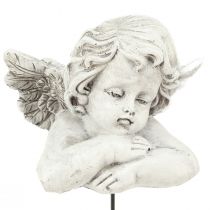 daiktų Dekoratyvinis angelas ant pagaliuko dekoratyvinis kapo papuošimas pilka balta H6,5cm 3 vnt