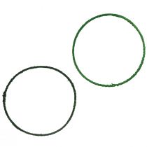 daiktų Dekoratyvinis žiedas iš džiuto dekoravimo kilpa žalia tamsiai žalia Ø30cm 4vnt