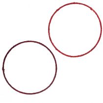 daiktų Dekoratyvinis žiedas iš džiuto dekoravimo kilpa raudona tamsiai raudona Ø30cm 4vnt