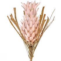 daiktų Egzotiškos dirbtinės gėlės rožinės spalvos didelis ananaso žiedas 74cm