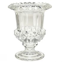 Vintažinio stiklo vaza puodelio dizaino – skaidri, 16x20 cm – elegantiška stalo puošmena