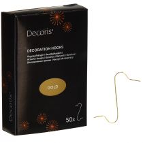 Auksiniai dekoravimo kabliukai kamuoliukų pakabos - elegantiškos pakabos kalėdiniams rutuliams ir šventinėms dekoracijoms - 50 vnt.