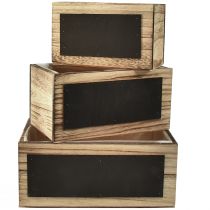 daiktų Dekoratyvinės medinės dėžutės su lentos paviršiais - natūrali ir juoda, įvairių dydžių - praktiška ir stilinga laikymo vieta - 3 vnt.