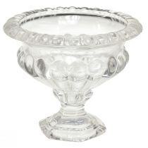 Klasikinis vintažinio dizaino stiklinis dubuo su kojele – skaidrus, Ø13cm x 11cm – universalus naudojimas trofėjų dekoravimui