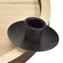 daiktų Žvakių laikiklis su mediniu padėklu – natūralus ir juodas, Ø 33 cm – nesenstantis dizainas bet kokiam stalo dekoravimui