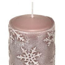 daiktų Stulpinės žvakės rožinės žvakės snaigės 100/65mm 4vnt