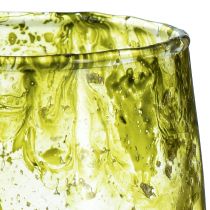 daiktų Žibinto stiklo apdaila vintažinė geltona žalia Ø9cm H9,5cm