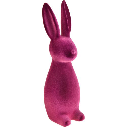 Floristik24 Bunny Flocked Velykų zuikio dekoracija Violetinė 15×15,5×47 cm