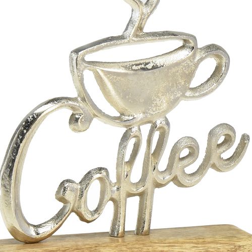 daiktų Metal Deco Coffee Silver Wood Base Natural 17,5x5x18cm