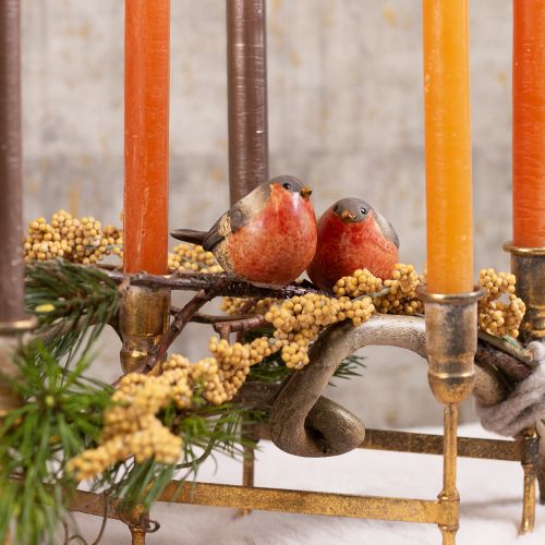Keraminių Robin dekoratyvinių figūrėlių rinkinys iš 4 - raudoni ir natūralūs tonai, 5,4 cm - puikiai tinka sodui ir namams