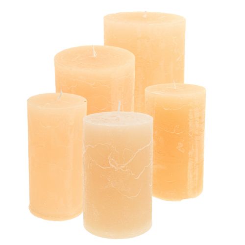 Floristik24 Vienspalvės žvakės šviesios abrikosinės Įvairių dydžių