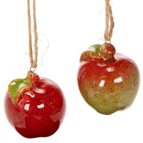 daiktų Rudens dekoracija obuolys keramikai pakabinimui 5cm 4vnt.