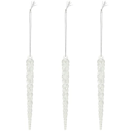 daiktų Dekoratyviniai varvekliai pakabinti žieminius skaidrius blizgučius 14cm 4vnt