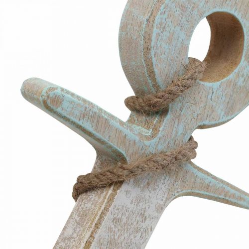 daiktų Anchor Deco Wood Maritime Deco White Blue 42cmx25cmx3.5cm