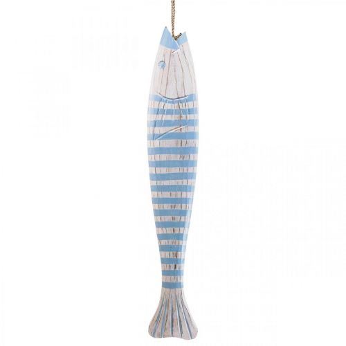 Dekoratyvinė žuvies medžio medinė žuvelė pakabinti šviesiai mėlyna H57,5cm