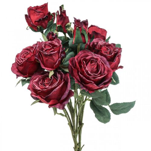 Deco rožės raudonos dirbtinės rožės šilkinės gėlės 50cm 3vnt