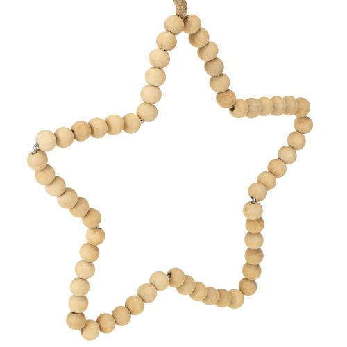 daiktų Dekoratyviniai kalėdiniai mediniai karoliukai širdies žvaigždės eglutė H16cm 3 vnt