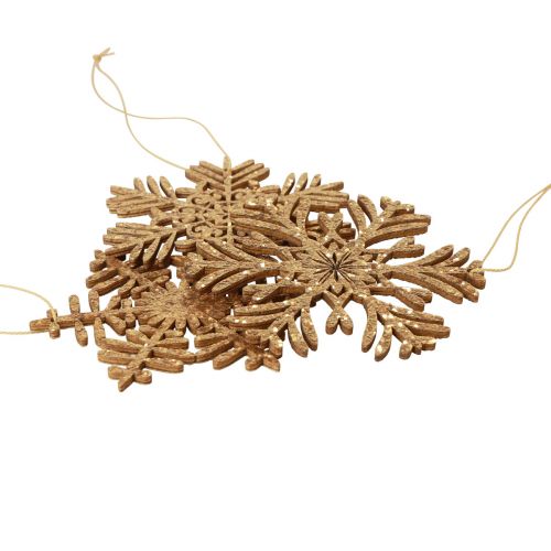 daiktų Deco pakabos medinės snaigės deco gold žieminės Ø10cm 9vnt