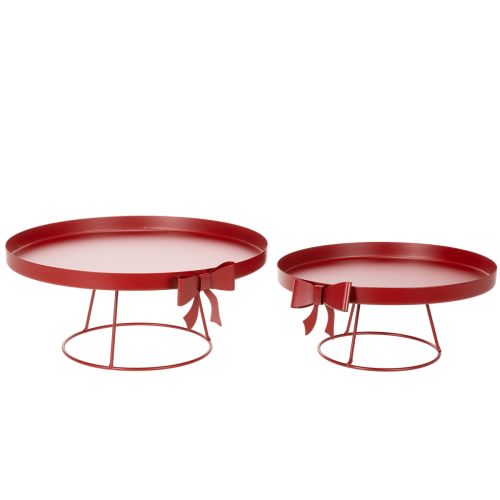 daiktų Dekoratyvinis padėklas ant stovo su metaliniu kaspinu, 30 cm, 2 dalių rinkinys