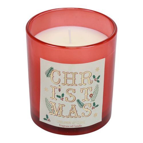 Kvapioji žvakė Kalėdinė kvapni žvakė stiklinėje raudonoje cinamono gvazdikėlėje Ø8cm