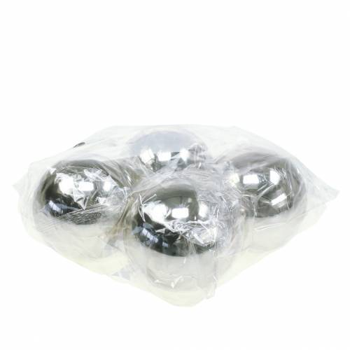 Floristik24 Dekoratyvinis rutulys nerūdijančio plieno sidabras Ø10cm 4 vnt