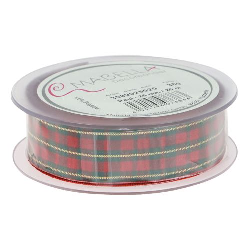 daiktų Dovanų juostelė languota medžiaginė juostelė raudona žalia škotiška 25mm 20m