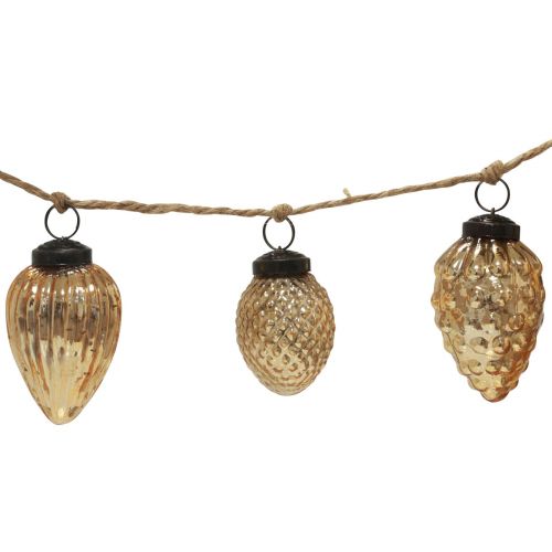 daiktų Stiklinio kūgio girliandos kabantis papuošalas Kalėdinis auksas 120cm