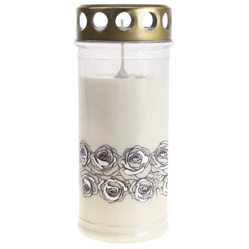 daiktų Kapo žvakė baltos rožės sidabrinė gedulo šviesa Ø7cm H18cm 77h
