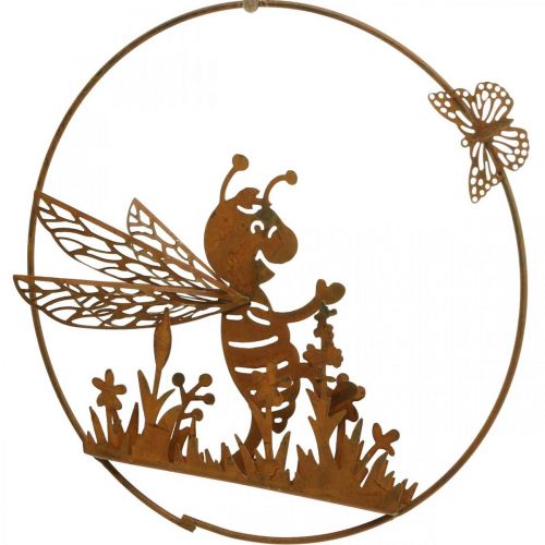 daiktų Dekoratyvinė bitė iš metalo rūdžių sodo puošmena pakabinti Ø14cm 4 vnt
