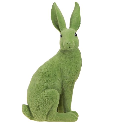 Bunny Green Sėdintis Velykų zuikis Dekoracija Flokuotas 16×13×35cm