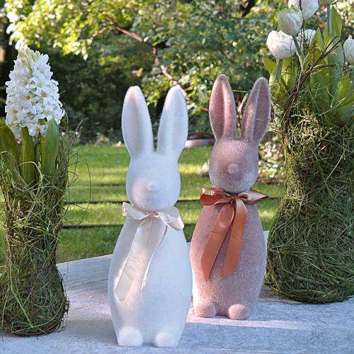 daiktų Bunny flocked kreminės baltos spalvos H49cm