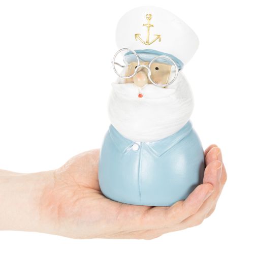 daiktų Kapitono figūrėlė, jūrinė dekoracija su akiniais ir skrybėle, 16 cm